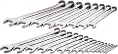 SK - 23 Piece, 1/4" to 1-1/2", 12 Point Combination Wrench Set - Inch Measurement Standard, Chrome Finish, Comes in Rack - Benchmark Tooling