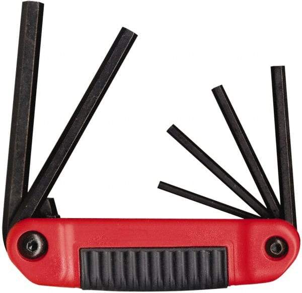 Eklind - 6 Piece Fold-Up Hex Key Set - Hex Range 5/32 to 3/8", Chrome Alloy Steel - Benchmark Tooling