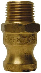 EVER-TITE Coupling Products - 1-1/4" Brass Cam & Groove Suction & Discharge Hose Male Adapter Male NPT Thread - Part F, 1-1/4" Thread, 350 Max psi - Benchmark Tooling