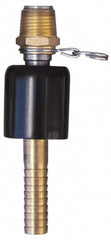 SuperKlean - 1/2 NPT x 1/2" Hose Barb, Ball Type Swivel Hose Adapter - Brass & Stainless Steel - Benchmark Tooling
