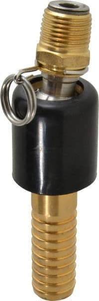 SuperKlean - 1/2 NPT x 3/4" Hose Barb, Ball Type Swivel Hose Adapter - Brass & Stainless Steel - Benchmark Tooling