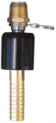 SuperKlean - 1/2 NPT x 5/8" Hose Barb, Ball Type Swivel Hose Adapter - Brass & Stainless Steel - Benchmark Tooling