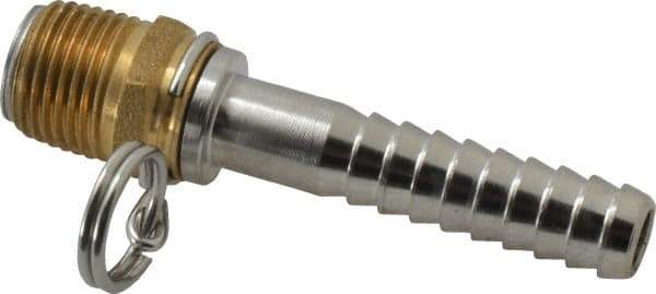 SuperKlean - 1/2 NPT x 1/2" Hose Barb, Swivel Hose Adapter - Brass & Stainless Steel - Benchmark Tooling