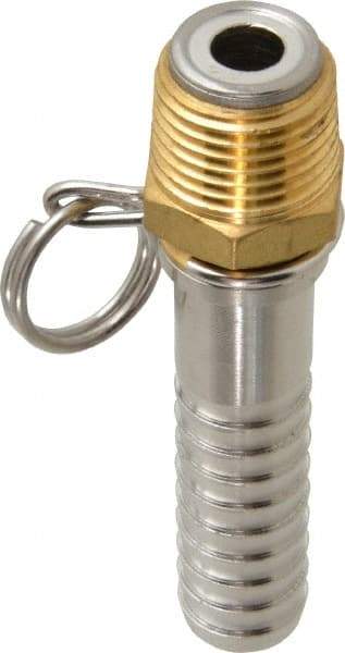 SuperKlean - 1/2 NPT x 5/8" Hose Barb, Swivel Hose Adapter - Brass & Stainless Steel - Benchmark Tooling