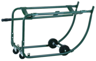 Drum Cradle - 1"O.D. x 14 Gauge Steel Tubing - For 55 Gallon drums - Bung Drain 18-7/8" off floor - 5" Rubber wheels - 3" Rubber casters - Benchmark Tooling