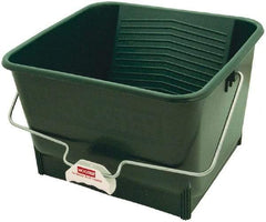 Wooster Brush - 4 Gal, 9" High, Polypropylene Square Green Single Pail - Handle Included, 13-1/2" Top Length x 15" Top Width - Benchmark Tooling