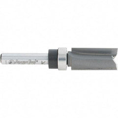 Amana Tool - 1/2" Cut Diam, 1" Length of Cut, 2 Flute Pattern-Cutting Edge Profile Router Bit - Carbide-Tipped, 1/4" Shank Diam, 2-1/2" OAL, Uncoated - Benchmark Tooling