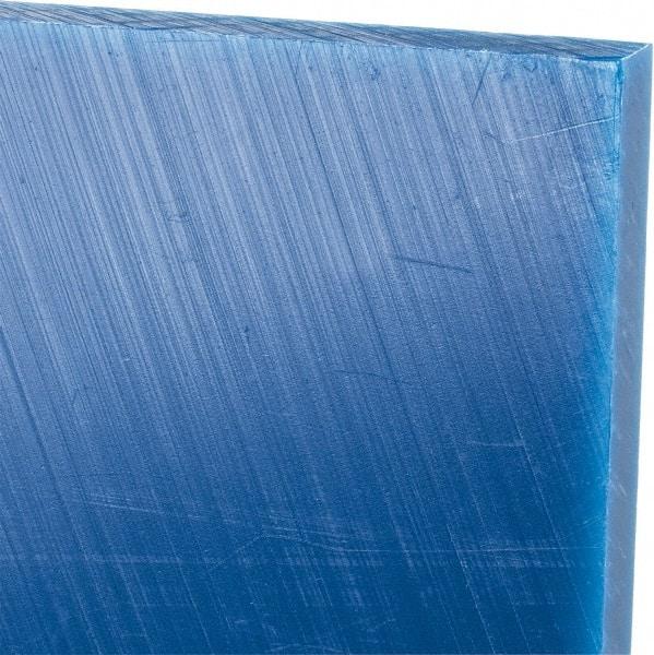 Made in USA - 3/8" Thick x 12" Wide x 1' Long, Polyethylene (UHMW) Sheet - Blue, Glass-Filled Grade - Benchmark Tooling