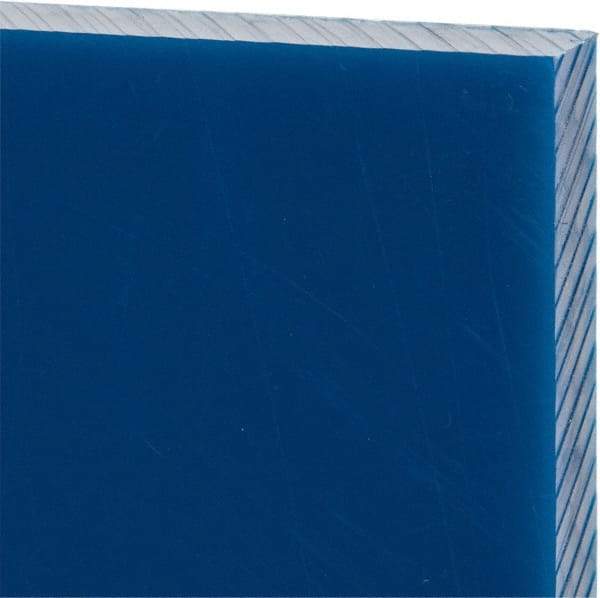 Made in USA - 1/2" Thick x 12" Wide x 1' Long, Polyethylene (UHMW) Sheet - Blue, Glass-Filled Grade - Benchmark Tooling