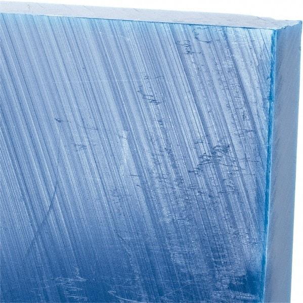 Made in USA - 3/4" Thick x 24" Wide x 2' Long, Polyethylene (UHMW) Sheet - Blue, Glass-Filled Grade - Benchmark Tooling