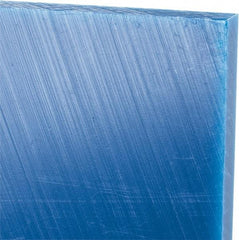 Made in USA - 3/8" Thick x 24" Wide x 4' Long, Polyethylene (UHMW) Sheet - Blue, Glass-Filled Grade - Benchmark Tooling