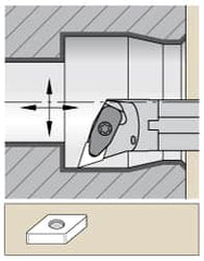 Kennametal - DDQN, Left Hand Cut, 27.5° Lead Angle, 1" Shank Height x 1" Shank Width, Negative Rake Indexable Turning Toolholder - 5" OAL, DN..43. Insert Compatibility, Series Kenclamp - Benchmark Tooling