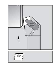 Kennametal - DCKN, Left Hand Cut, 15° Lead Angle, 1-1/4" Shank Height x 1-1/4" Shank Width, Negative Rake Indexable Turning Toolholder - 6" OAL, CN..42. Insert Compatibility, Series Kenclamp - Benchmark Tooling