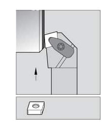 Kennametal - DCKN, Left Hand Cut, 15° Lead Angle, 1-1/4" Shank Height x 1-1/4" Shank Width, Negative Rake Indexable Turning Toolholder - 6" OAL, CN..42. Insert Compatibility, Series Kenclamp - Benchmark Tooling