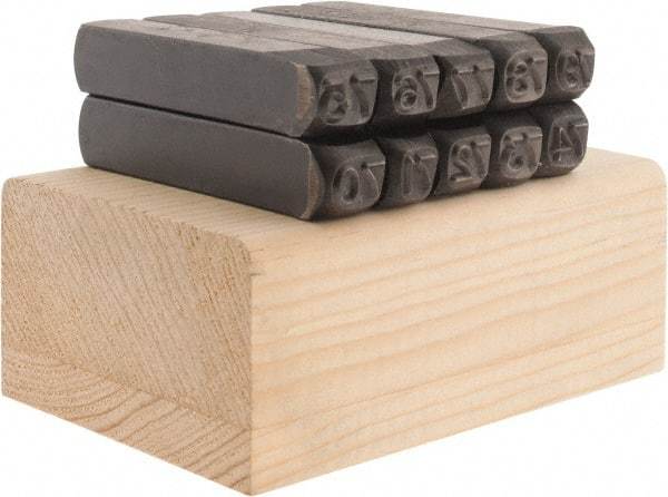 Made in USA - 10 Piece, 1/4" Character Steel Stamp Set - Double Digit Figures, Double Digits - Benchmark Tooling