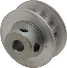 Power Drive - 12 Tooth, 3/16" Inside x 0.744" Outside Diam, Hub & Flange Timing Belt Pulley - 1/4" Belt Width, 0.764" Pitch Diam, 0.438" Face Width, Aluminum - Benchmark Tooling