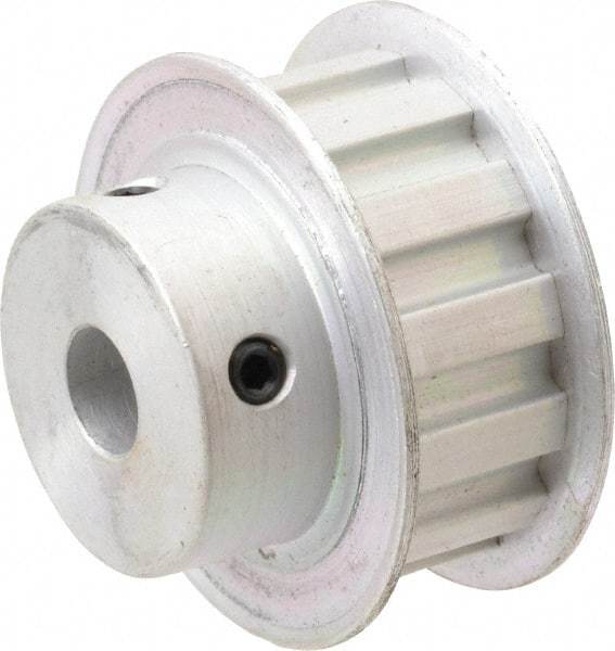 Power Drive - 13 Tooth, 3/8" Inside x 1.522" Outside Diam, Hub & Flange Timing Belt Pulley - 1/2" Belt Width, 1.552" Pitch Diam, 0.719" Face Width, Aluminum - Benchmark Tooling