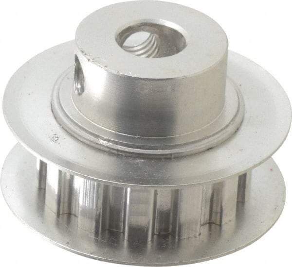 Power Drive - 13 Tooth, 1/4" Inside x 0.808" Outside Diam, Hub & Flange Timing Belt Pulley - 1/4" Belt Width, 0.828" Pitch Diam, 0.438" Face Width, Aluminum - Benchmark Tooling