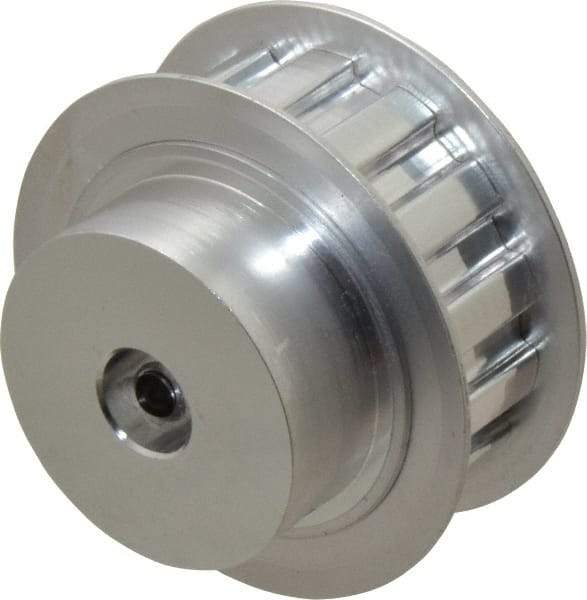 Power Drive - 14 Tooth, 3/8" Inside x 1.641" Outside Diam, Hub & Flange Timing Belt Pulley - 1/2" Belt Width, 1.671" Pitch Diam, 0.719" Face Width, Aluminum - Benchmark Tooling