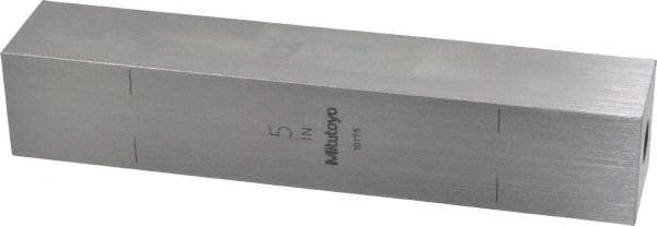 Mitutoyo - 5" Square Steel Gage Block - Accuracy Grade 0, Includes Certificate of Inspection - Benchmark Tooling