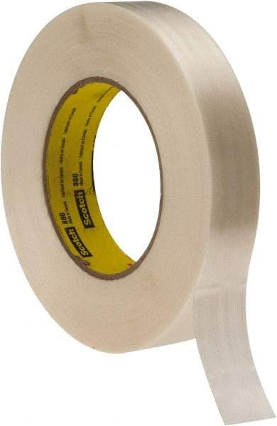 3M - 1" x 60 Yd Clear Rubber Adhesive Packaging Tape - Polypropylene Film Backing, 7.7 mil Thick, 270 Lb Tensile Strength, Series 880 - Benchmark Tooling