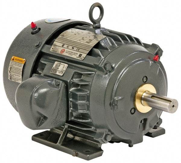 US Motors - 10 hp, TEFC Enclosure, No Thermal Protection, 3,520 RPM, 460 Volt, 60 Hz, Three Phase Premium Efficient Motor - Size 215 Frame, Rigid Mount, 1 Speed, Ball Bearings, 11.8 Full Load Amps, F Class Insulation, Reversible - Benchmark Tooling