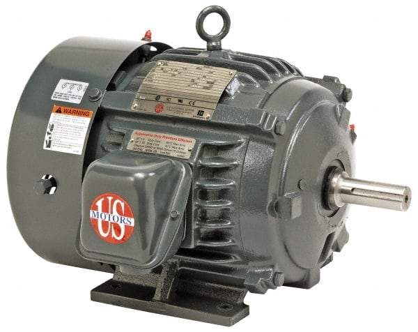 US Motors - 40 hp, TEFC Enclosure, No Thermal Protection, 890 RPM, 460 Volt, 60 Hz, Three Phase Premium Efficient Motor - Size 405 Frame, Rigid Mount, 1 Speed, Ball Bearings, 52 Full Load Amps, F Class Insulation, Reversible - Benchmark Tooling