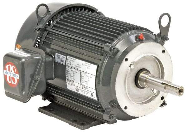 US Motors - 1.5 hp, TEFC Enclosure, No Thermal Protection, 1,740 RPM, 230/460 Volt, 60 Hz, Three Phase Premium Efficient Motor - Size 145 Frame, Rigid Mount, 1 Speed, Ball Bearings, 4.2/2.1 Full Load Amps, F Class Insulation, Reversible - Benchmark Tooling