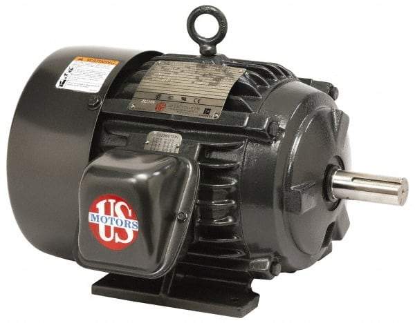 US Motors - 25 hp, TEFC Enclosure, No Thermal Protection, 1,790 RPM, 575 Volt, 60 Hz, Three Phase Energy Efficient Motor - Size 324 Frame, Rigid Mount, 2 Speed, Ball Bearings, 25.4 Full Load Amps, F Class Insulation, Reversible - Benchmark Tooling