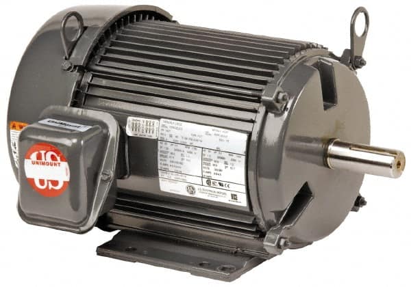 US Motors - 5 hp, TEFC Enclosure, No Thermal Protection, 1,770 RPM, 460 Volt, 60 Hz, Three Phase Premium Efficient Motor - Size 215 Frame, Rigid Mount, 2 Speed, Ball Bearings, 6.7 Full Load Amps, F Class Insulation, Reversible - Benchmark Tooling