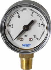 Wika - 1-1/2" Dial, 1/8 Thread, 0-15 Scale Range, Pressure Gauge - Lower Connection Mount, Accurate to 3-2-3% of Scale - Benchmark Tooling