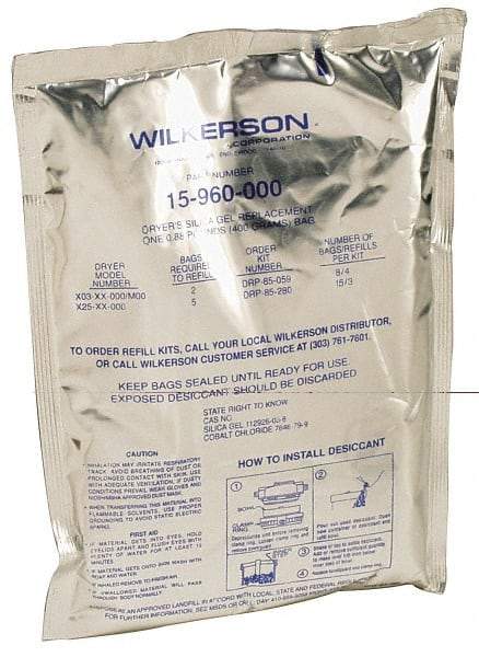 Wilkerson - Replacement Desiccant Kit with 15 Bags - For Use with Multiple Recharge for X03, X04 & X25 Dryer - Benchmark Tooling