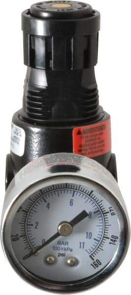 Wilkerson - 1/8 NPT Port, 13 CFM, Zinc Miniature Regulator - 2 to 125 psi Range, 300 Max psi Supply Pressure, 1/8" Gauge Port Thread, 1.65" Wide x 2.88" High - Benchmark Tooling