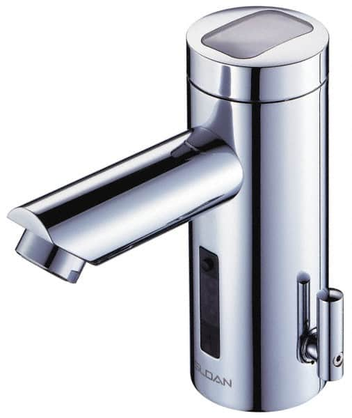 Sloan Valve Co. - Chrome Single Hole Electronic & Sensor Faucet with External Mixer - Powered by Battery, Standard Spout, 4" Mounting Centers - Benchmark Tooling