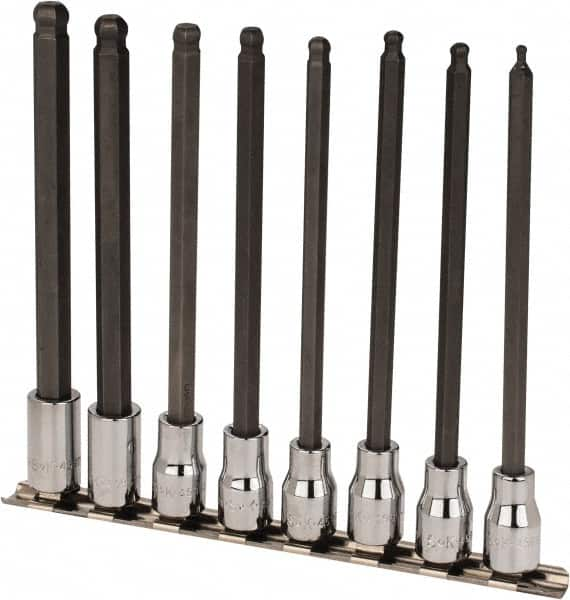 SK - 8 Piece 3/8" Drive Metric Ball Hex Bit Socket Set - 3 to 10mm Hex - Benchmark Tooling