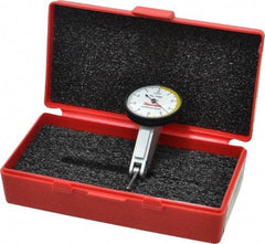 Starrett - 0.01 Inch Range, 0.0001 Inch Dial Graduation, Horizontal Dial Test Indicator - 1-3/8 Inch White Dial, 0-5-0 Dial Reading - Benchmark Tooling