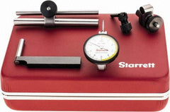 Starrett - 7 Piece, 0" to 0.01" Measuring Range, 1-3/8" Dial Diam, 0-5-0 Dial Reading, White Dial Test Indicator Kit - 13/16" Contact Point Length, 2mm Ball Diam, 0.0001" Dial Graduation - Benchmark Tooling