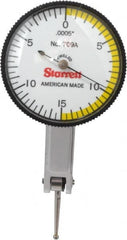 Starrett - 0.03 Inch Range, 0.0005 Inch Dial Graduation, Horizontal Dial Test Indicator - 1-3/8 Inch White Dial, 0-15-0 Dial Reading - Benchmark Tooling