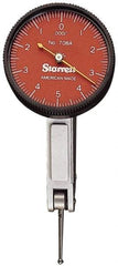 Starrett - 0.03 Inch Range, 0.0005 Inch Dial Graduation, Horizontal Dial Test Indicator - 1-3/8 Inch Red Dial, 0-15-0 Dial Reading - Benchmark Tooling