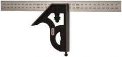 Starrett - 2 Piece, 300mm Combination Square Set - 0.5 & 1mm (Metric) Graduation, Steel Blade, Cast Iron Square Head - Benchmark Tooling