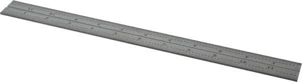 Starrett - 12 Inch Long Blade, 16R Graduation Combination Square Blade - Satin Chrome Finish, Steel, 1/100, 1/64, 1/50 and 1/32 Inch Graduation - Benchmark Tooling