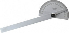 Starrett - 6 Inch Long Blade, 180° Max Measurement, 1° Dial Graduation, Half Round Head Protractor - 0 to 180 Dial Range - Benchmark Tooling