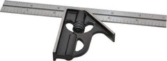 Starrett - 2 Piece, 6" Combination Square Set - 1/16, 1/32, 1/64 & 1/8" (4R) Graduation, Steel Blade, Forged Steel Square Head - Benchmark Tooling