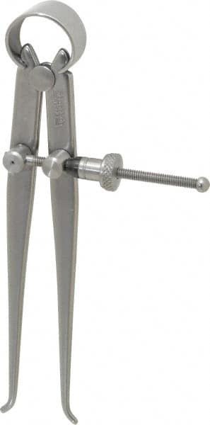 Starrett - 4 Inch Leg, Spring Joint, Steel, Polished, Inside Caliper - 4 Inch Max Measurement, 100mm Max Measurement, Flat Leg with Quick Nut Adjustment - Benchmark Tooling