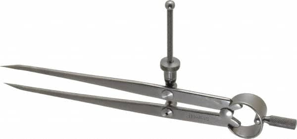 Starrett - 6 Inch Leg, Spring Joint, Steel, Polished, Divider - 6 Inch Max Measurement, 150mm Max Measurement, Flat Leg with Quick Nut Adjustment - Benchmark Tooling