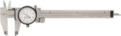 Starrett - 0" to 6" Range, 0.001" Graduation, 0.1" per Revolution, Dial Caliper - White Face, 1-1/2" Jaw Length, Accurate to 0.0010" - Benchmark Tooling