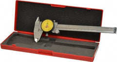 Starrett - 0mm to 150mm Range, 0.02 mm Graduation, 2mm per Revolution, Dial Caliper - Yellow Face, 1-1/2" Jaw Length, Accurate to 0.03mm - Benchmark Tooling