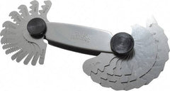 Starrett - 28 Leaf, 0.5 to 11.5mm Pitch Range, Steel Screw Pitch Gage - 60° Thread Angle - Benchmark Tooling