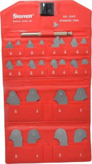 Starrett - 25 Piece, 1/64 to 1/2 Inch Radius, Stainless Steel Radius Gage Set - Satin Chrome Coated - Benchmark Tooling