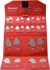 Starrett - 26 Piece, 0.01 to 0.1 Inch Radius, Stainless Steel Radius Gage Set - Satin Chrome Coated - Benchmark Tooling